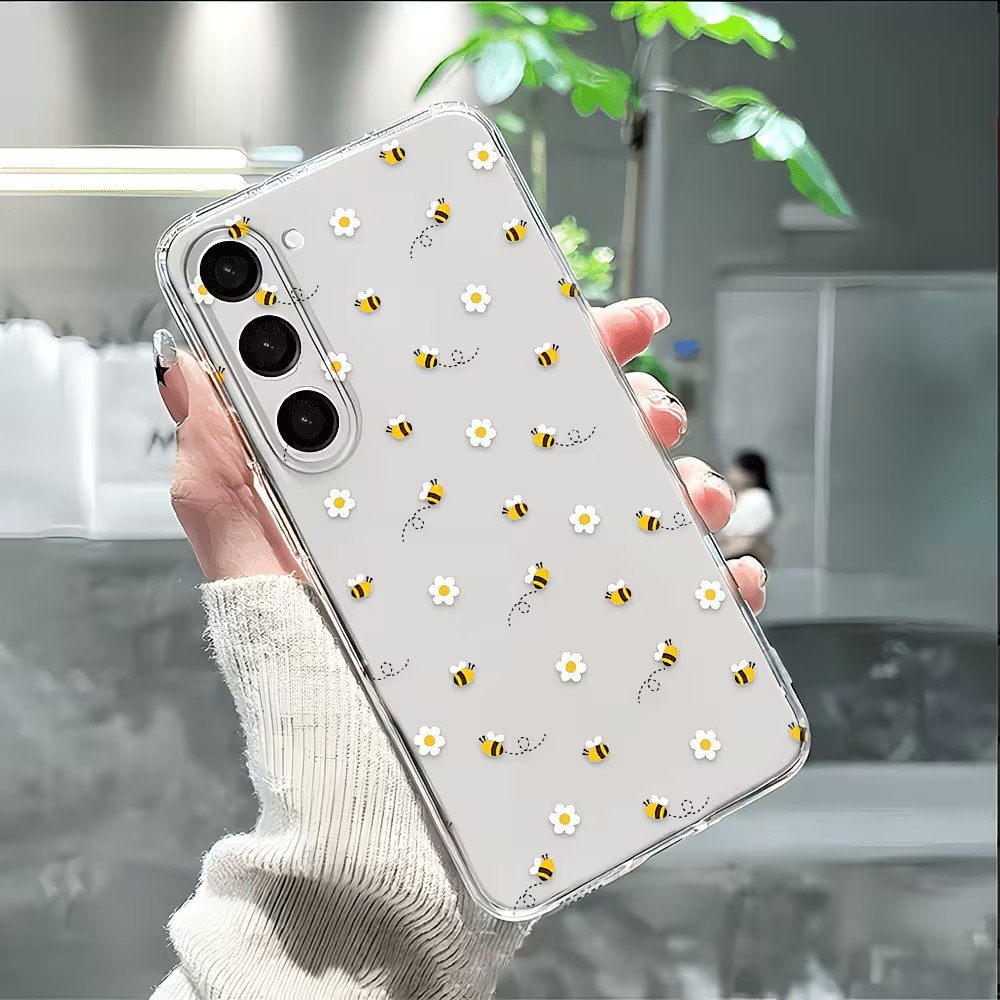 Samsung Galaxy A55 - 투명 TPU 귀여운 꿀벌 데이지 패턴