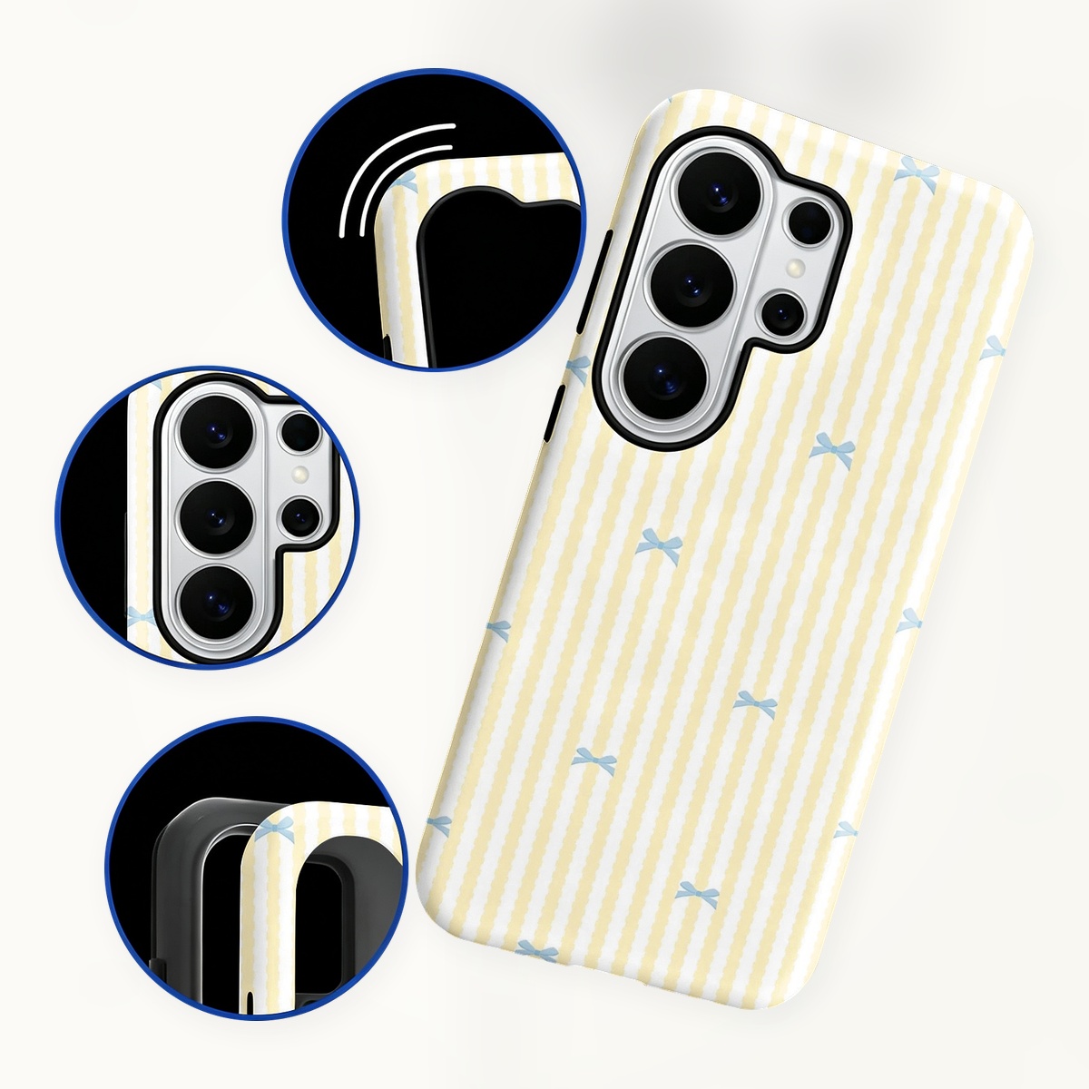 파란 리본 노란 줄무늬 세로 줄무늬 패턴 2-in-1  - Samsung Galaxy S24 리뷰 및 가격